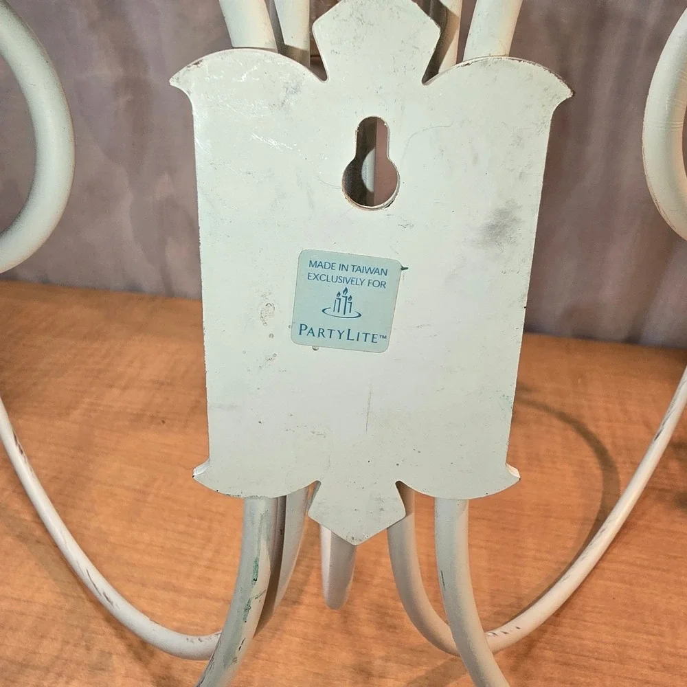 Shabby White‎ French Country PARTYLITE  Candelabra 5 Arm Candle Wall Sconce - Picture 10 of 11